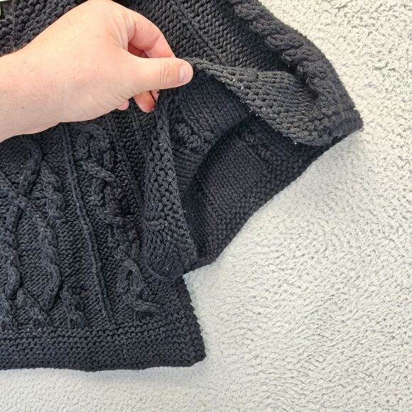 Madison Lilly Sweater Womens Small Black Cowl Neck Poncho Cable Knit - Picture 4 of 7